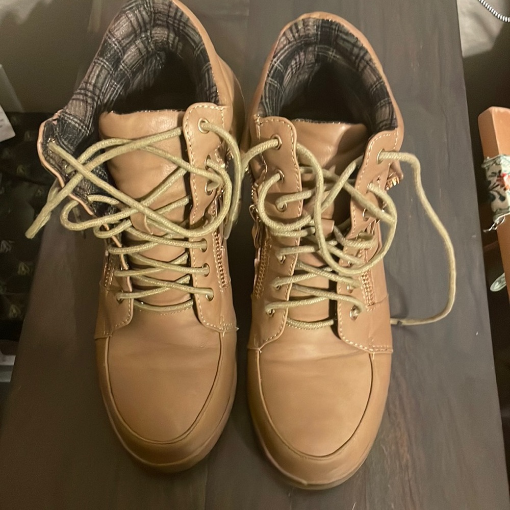 Lace up wedge booties